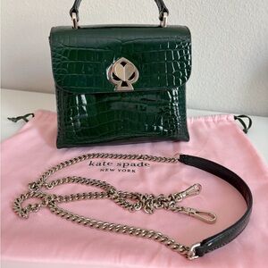 Kate Spade Dark Green Croc-Embossed Mini Bag